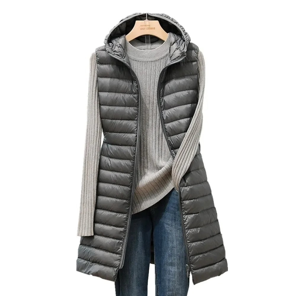 Serena | Cozy Longline Hooded Puffer Vest
