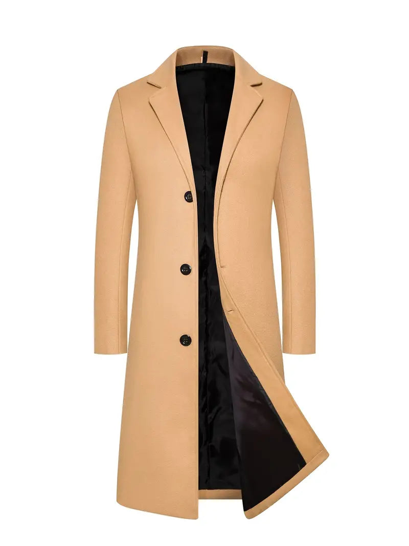 Anson | Long Notched Lapel Winter Coat for Men