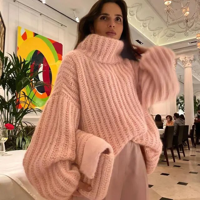 Women's Chunky Knit Turtleneck Jumper