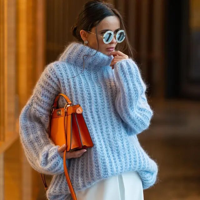 Women's Chunky Knit Turtleneck Jumper